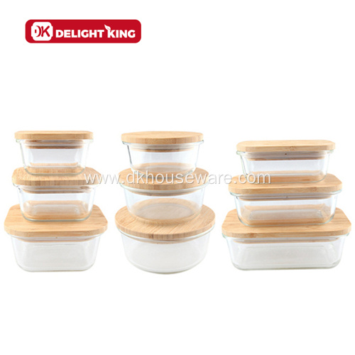 High Borosilicate Glass Food Container with Bamboo Lid